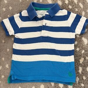 Mini Boden Blue and White Striped Kids Polo Shirt